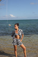 CAPRI CROP SEERSUCKER BUTTON DOWN apparel Capri Collection top women womens-crop-shirt-seersucker-floral-black-white-capri-salty-weekend-us-3 SaltyWeekendUS