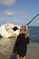 CAPRI BLACK SEERSUCKER OVERSIZED BUTTON DOWN apparel Capri Collection top women womens-shirt-button-down-seersucker-black-capri-salty-weekend-us-5 SaltyWeekendUS