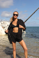 CAPRI BLACK SEERSUCKER SHORTS apparel bottom Capri Collection women womens-shorts-seersucker-black-capri-salty-weekend-us-3 SaltyWeekendUS